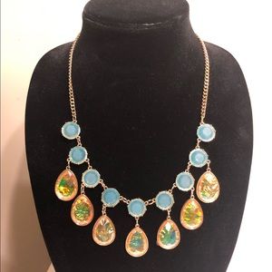 Turquoise and peach statement necklace